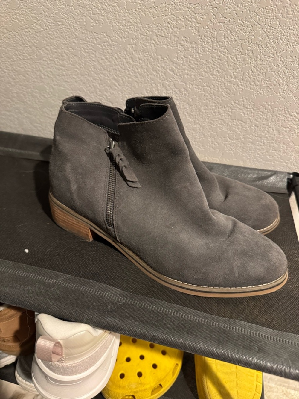 Blondo Gray Suede Waterproof Ankle Boots